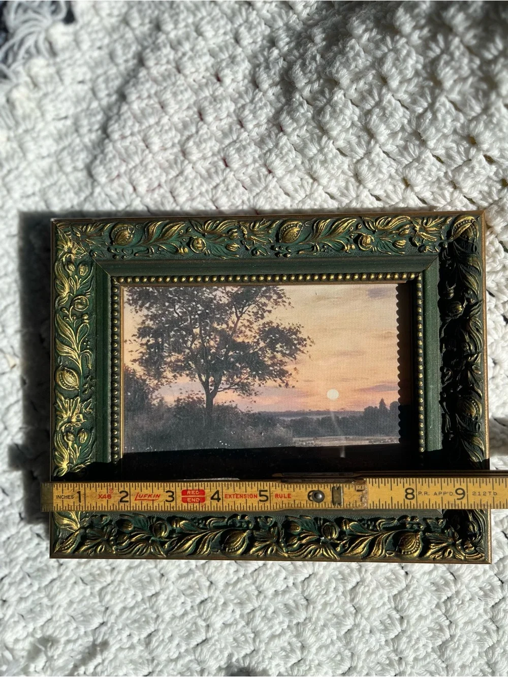 Green and Gold Ornate Framed Landscape Print